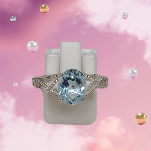 NEW Sky Blue Topaz Loose Braid Solitaire Ring Size 7